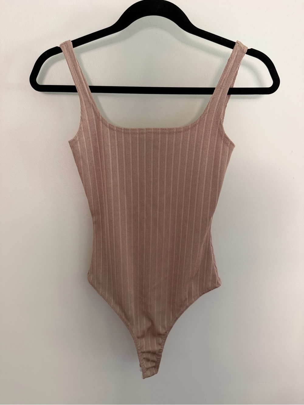 Missguided Ribbed Bodysuit in Dusty Rose